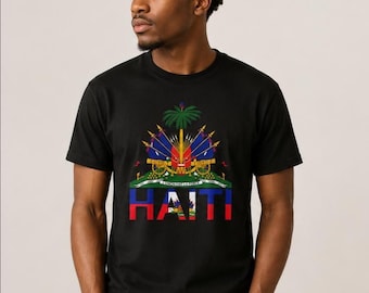 Camiseta con la bandera de Haití, camiseta caribeña de Haití, top estilo vintage haitiano, camiseta con estampado cultural de Haití.