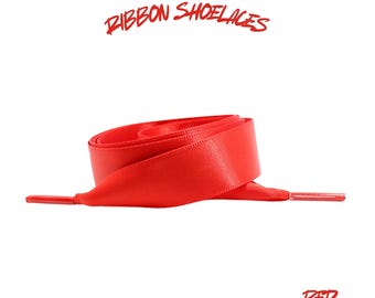 Red Flat Ribbon 20mm Wide Satin Shoelaces New 2025 Vibrant Gorgeous Laces Ships from USA