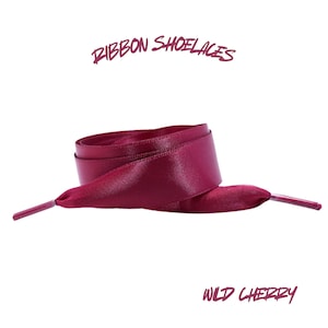 Wild Cherry Flat Ribbon 20mm Wide Satin Shoelaces New 2025 Vibrant Gorgeous Laces Ships from USA