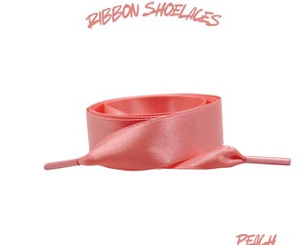 Peach Flat Ribbon 20mm Wide Satin Shoelaces New 2025 Vibrant Gorgeous Laces Ships from USA
