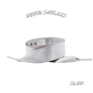 Silver Flat Ribbon 20mm Wide Satin Shoelaces New 2025 Vibrant Gorgeous Laces Ships from USA
