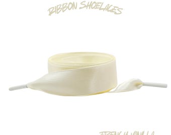 French Vanilla Flat Ribbon 20mm Wide Satin Shoelaces New 2025 Vibrant Gorgeous Laces Ships from USA