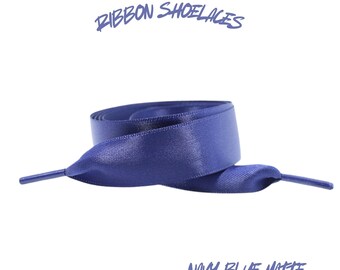 Navy Blue Matte Flat Ribbon 20mm Wide Satin Shoelaces New 2025 Vibrant Gorgeous Laces Ships from USA