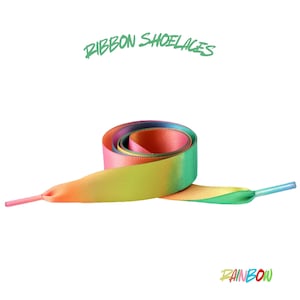 Rainbow Flat Ribbon 20mm Wide Satin Shoelaces New 2025 Vibrant Gorgeous Laces Ships from USA