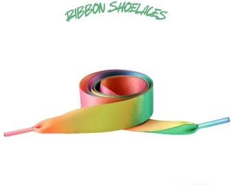 Rainbow Flat Ribbon 20mm Wide Satin Shoelaces New 2025 Vibrant Gorgeous Laces Ships from USA