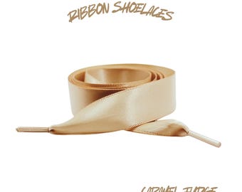 Caramel Fudge Flat Ribbon 20mm Wide Satin Shoelaces New 2025 Vibrant Gorgeous Laces Ships from USA