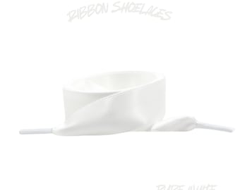 White Flat Ribbon 20mm Wide Satin Shoelaces New 2025 Vibrant Gorgeous Laces Ships from USA