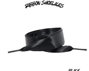 Black Flat Ribbon 20mm Wide Satin Shoelaces New 2025 Vibrant Gorgeous Laces Ships from USA