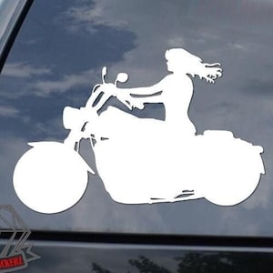 Girl Riding Hog Motorcycle Motorbike Biker Sticker Decal For Car Truck Motorcycle Window Bumper Helmet Mug Laptop Wall Home Decor