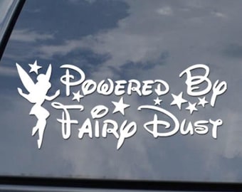 Powered By Fairy Dust Pixie Stars Faerie Tale Sticker Decal For Car Truck Motorcycle Window Bumper Helmet Mug Laptop Wall Home Decor