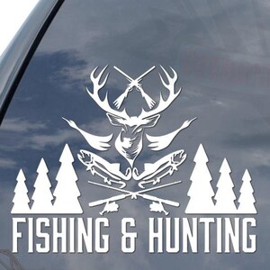 Fishing and Hunting Outdoors Deer Buck Fish Fishing Duck Sticker Decal For Car Truck Motorcycle Window Bumper Helmet Mug Laptop Wall Decor
