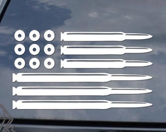 USA American Flag From Bullets Ammo 2nd Amendment Sticker Decal For Car Truck Motorcycle Window Bumper Helmet Mug Laptop Wall Home Decor
