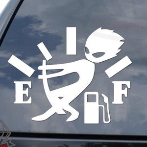 Funny Guy Fighting Gas Fuel Gauge JDM Japanese Racing Motorsports Decal For Car Truck Motorcycle Window Bumper Helmet Mug Laptop Wall Decor