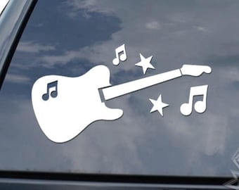 Guitar Guitarist Music Notes Rock Band Music Musician Sticker Decal For Car Truck Motorcycle Window Bumper Helmet Mug Laptop Wall Home Decor