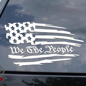 We The People Constitution Distressed American Flag United States Sticker Decal For Car Truck Motorcycle Window Bumper Helmet Mug Laptop