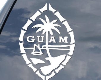 Seal of Guam Island Palm Tree Beach Sticker Decal For Car Truck Motorcycle Window Bumper Helmet Mug Laptop Wall Home Decor