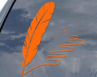 Bird Feather Pen Ink Writing Sticker Decal For Car Truck Motorcycle Window Bumper Helmet Mug Laptop Wall Home Decor