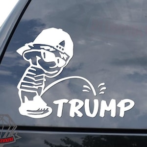 Piss On Trump Pee US President Republican Sticker Decal For Car Truck Motorcycle Window Bumper Helmet Mug Laptop Wall Home Decor