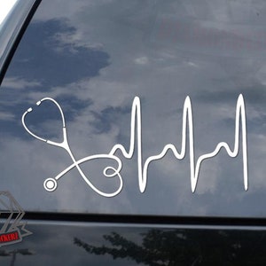 Heartbeat Lifeline Stethoscope Nurse Doctor Hospital Sticker Decal For Car Truck Motorcycle Window Bumper Helmet Mug Laptop Wall Home Decor