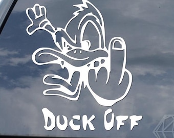 Duck Off Back Off Flip The Bird Middle Finger Sticker Decal For Car Truck Motorcycle Window Bumper Helmet Mug Laptop Wall Home Decor