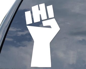 Raised Hand Fist Fight The Power Resist Protest Sticker Decal For Car Truck Motorcycle Window Bumper Helmet Mug Laptop Wall Home Decor
