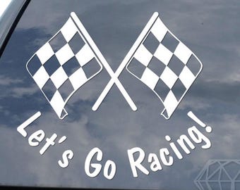 Checkered Stickers Dual Checkered Flags Sticker Decal - Winning Racing