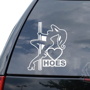 I Love Hoes Stripper Japanese JDM Motorsports Sticker Decal For Car Truck Motorcycle Window Bumper Helmet Mug Laptop Wall Home Office Decor