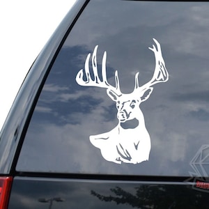 Deer Buck Antlers Hunting Hunter Sticker Decal For Car Truck Motorcycle Window Bumper Helmet Bottle Mug Laptop Wall Home Office Decor