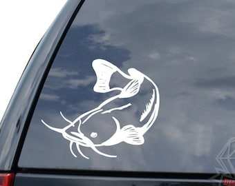 Catfish Fish Fishing Mud Feeder Fisherman Sticker Decal For Car Truck Motorcycle Window Bumper Helmet Bottle Laptop Wall Home Office Decor