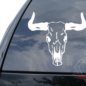 Longhorn Cow Bull Cattle Skull Sticker Decal  For Car Truck Motorcycle Window Bumper Helmet Bottle Mug Laptop Wall Home Office Decor