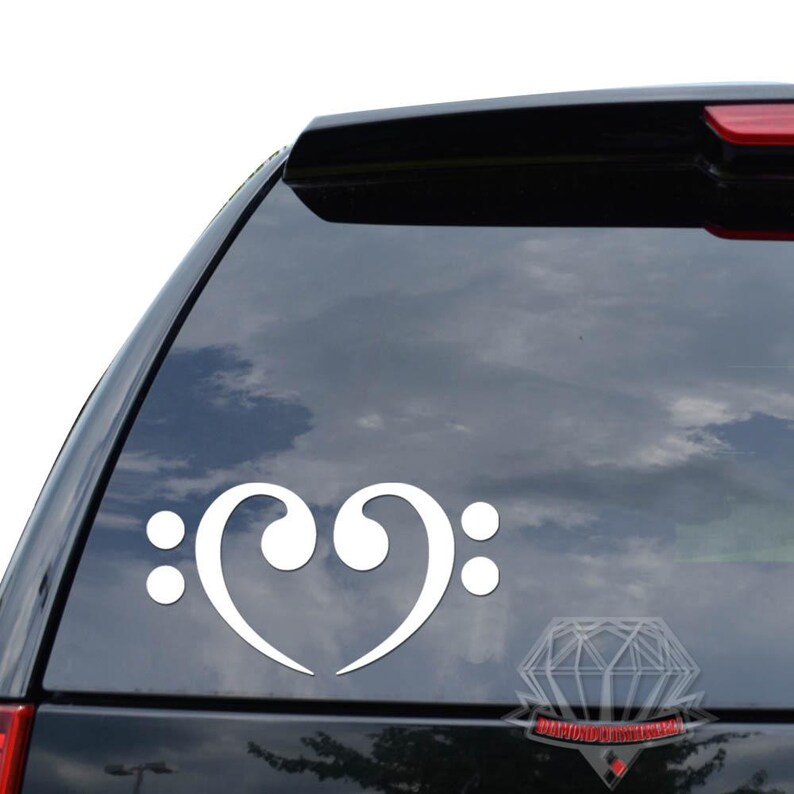 Bass Clef Music Notes Love Heart Sticker Decal for Car Truck Motorcycle ...