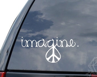 Imagine Peace Sign Love Music Sticker Decal Decal For Car Truck Motorcycle Window Bumper Helmet Bottle Laptop Wall Home Decor