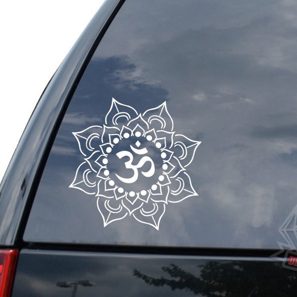 Om Aum Lotus Flower Yoga Meditation Exercise Sticker Decal For Car Truck Motorcycle Window Bumper Helmet Mug Laptop Wall Home Office Decor