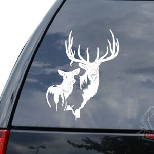 Elk Moose Deer Reindeer Family Antlers Hunting Sticker Decal For Car Truck Motorcycle Window Bumper Helmet Laptop Wall Home Office Decor