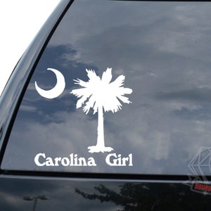 Carolina Girl Palm Tree Moon Sticker Decal For Car Truck Motorcycle Window Bumper Helmet Bottle Mug Laptop Wall Home Office Decor