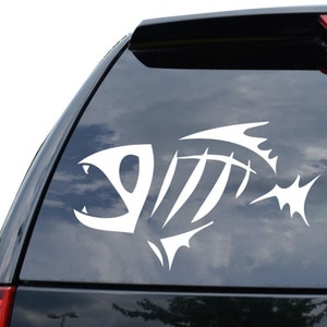 Fish Bones Skeleton Fishing Fisherman Sticker Decal For Car Truck Motorcycle Window Bumper Helmet Bottle Mug Laptop Wall Home Office Decor