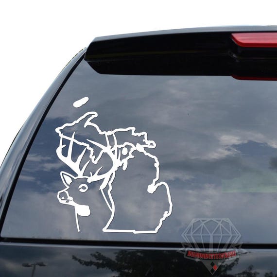 Michigan outline and buck-antler vinyl decal