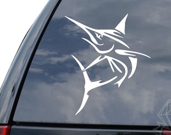 Tribal Art Marlin Fish Ocean Fishing Sticker Decal For Car Truck Motorcycle Window Bumper Helmet Bottle Mug Laptop Wall Home Office Decor