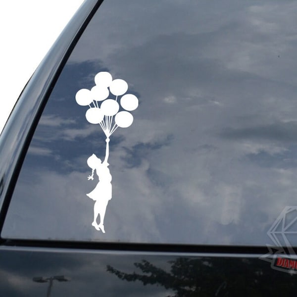 Girl Balloons Flying  Banksy Graffiti Sticker Decal For Car Truck Motorcycle Window Bumper Helmet Bottle Mug Laptop Wall Home Office Decor