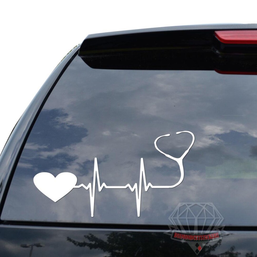 Cardiac Pacemaker Sticker Love Medical Doctor Nurse EKG Heartbeat Lifeline Sticker Decal for Car ...