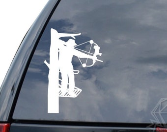 Bow Hunting Deer Buck Bowhunting Bowhunter Tree Sniper Sticker Decal For Car Truck Motorcycle Window Bumper Laptop Wall Home Office Decor