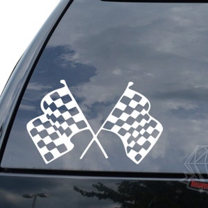 Racing Checkered Flag Race Fan Motorsports Sticker Decal For Car Truck Motorcycle Window Bumper Helmet Bottle Laptop Wall Home Office Decor