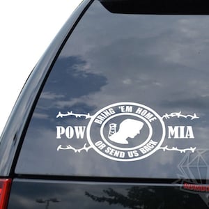 POW MIA Veteran Soldier US Military Army Sticker Decal For Car Truck Motorcycle Window Bumper Helmet Bottle Laptop Wall Home Office Decor
