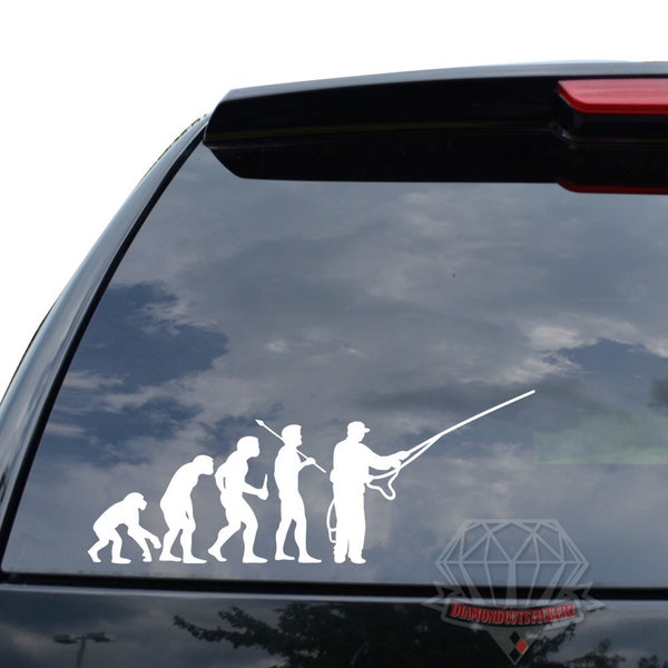 Theory of Evolution Flyfishing Fishing Ape Human Sticker Decal For Car Truck Motorcycle Window Bumper Helmet Laptop Wall Home Office Decor