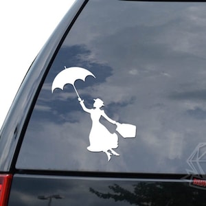 Mary Poppins Nanny Flying Umbrella Sticker Decal For Car Truck Motorcycle Window Bumper Helmet Bottle Mug Laptop Wall Home Office Decor