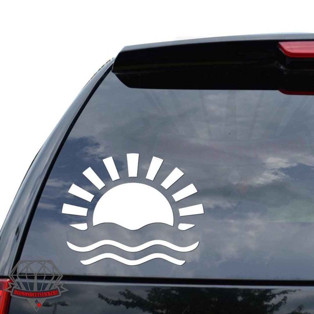 Sunset Beach Sun Waves #1 Sticker Decal for Car Truck Motorcycle Window ...