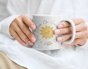 I Run On Sunshine and A Little Coffee Ceramic Mug, Cute Sun Mug, Gifts for Mom, Teachers