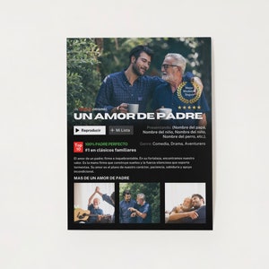 DIY Father&#39;s Day Gift Espanol, Dia de Padre, El Mejor Padre, Dad Frame, Dadflix, Póster de Película, Collage de Fotos