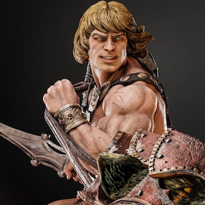 He-Man et Battlecat - Héros légendaire pour les fans et peintres des Maîtres de l'Univers MOTU - Kit de modèle en résine cadeau par Zez Studios