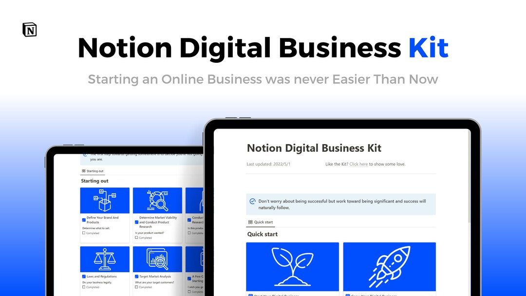 Digital Business Kit, Notion Template, Online Business Kit, Success ...